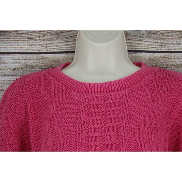 VINTAGE David Brett Womens Knit Crew Neck Oversize Raglan Sweater Sz Large Pink - Picture 2 of 6